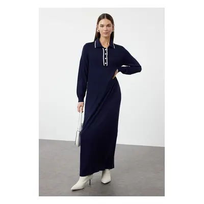 Trendyol Navy Blue Polo Neck Knitwear Dress