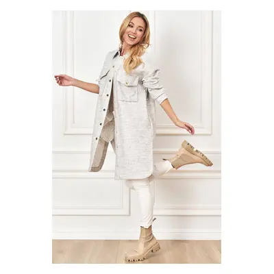 Gray long Lalous shirt coat