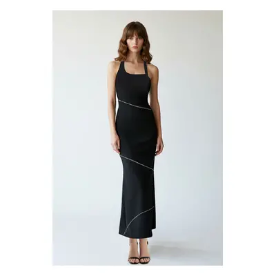 Trendyol Black Shiny Stone Woven Dress