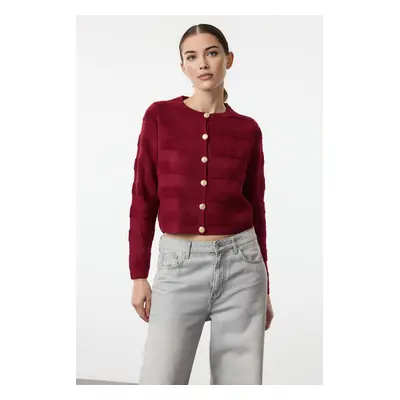 Trendyol Claret Red Crew Neck Knitwear Cardigan