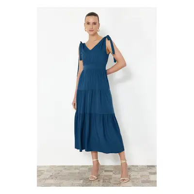 Trendyol Indigo A-Line/A-Line Form Flounce Maxi Woven Dress