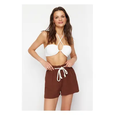 Trendyol Brown Woven Tie Muslin Beach Shorts & Bermudas