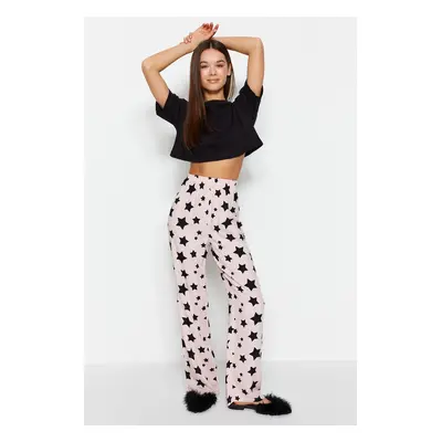 Trendyol Powder Star Patterned Viscose Woven Pajama Bottom