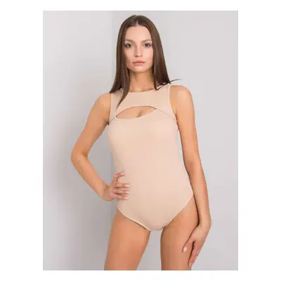 Női bézs bodysuit csíkos mintával