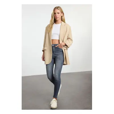 Trendyol Grey High Waist Skinny Jeans