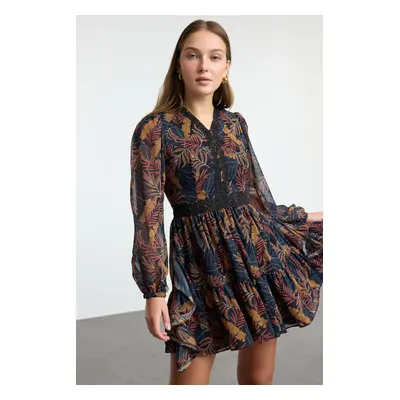 Trendyol Multicolored Floral Waist Open Mini Lined Woven Dress