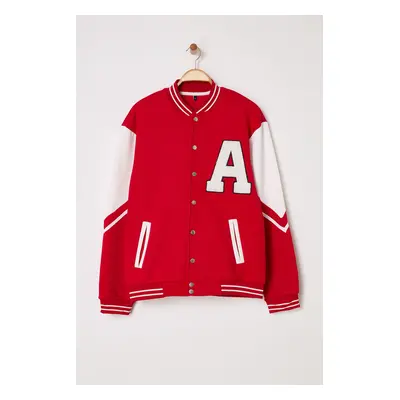 Trendyol Red Oversize/Wide Cut Color Block Bomber Jacket