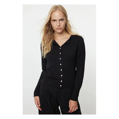 Trendyol Black Premium Yarn/Special Yarn Knitwear Cardigan