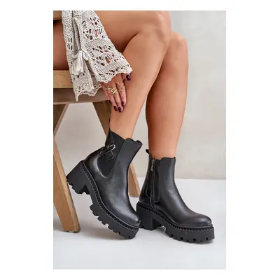 Zazoo Leather Insulated Ankle Boots with Black Decoration