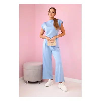 Kesi Włoski Set asymmetrical blouse + pants blue