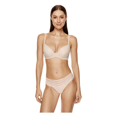 Gorteks Luna striped lace push-up bra beige