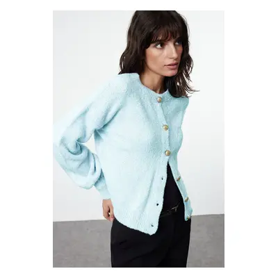 Trendyol Light Blue Boucle Knit Cardigan