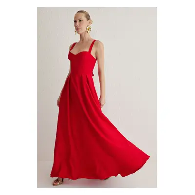 Trendyol Red A-Line Woven Long Elegant Evening & Graduation Dress