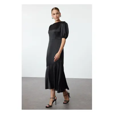 Trendyol Black A-Line Satin Woven Dress