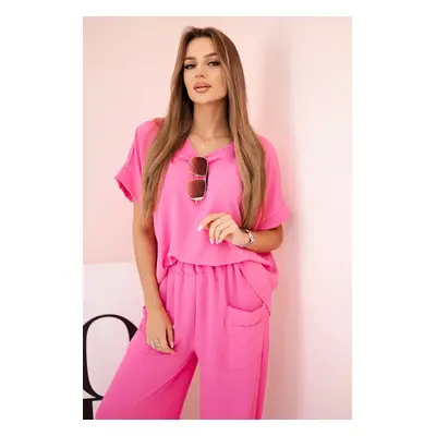 Kesi Włoski Viscose blouse + pants set pink