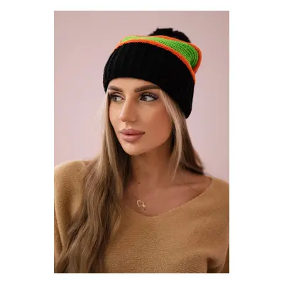 Women's Cap Kinga K297 Black + Orange + Neon Green