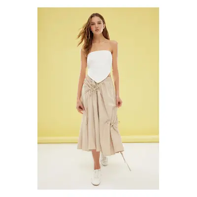 Trendyol Khaki Parachute Fabric Elastic Waist Maxi Length Woven Skirt