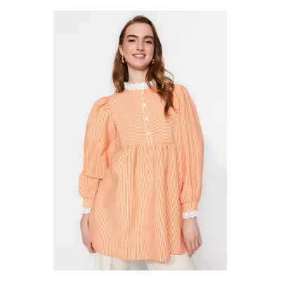 Trendyol Orange Lace Woven Seeerproof Plaid Tunic