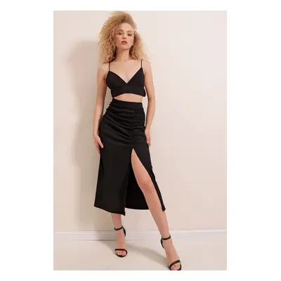 Bigdart Slit Skirt - Black