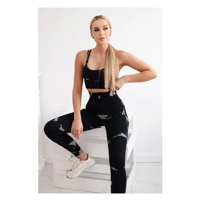 Women's Fitness Set Top + Push Up Leggings - Black