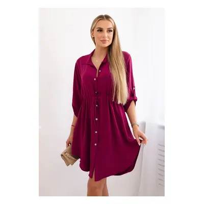 Kesi Włoski Dress with button closure and tie at the waist burgundy