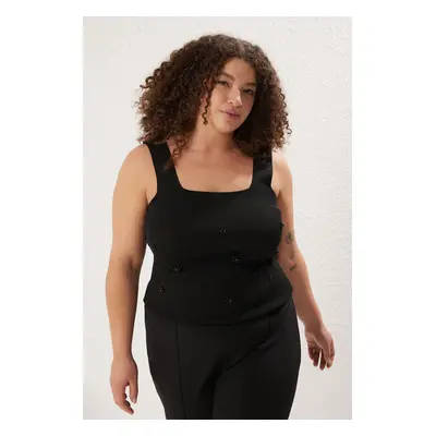 Trendyol Curve Black Beaded Body-hugging Knitted Blouse