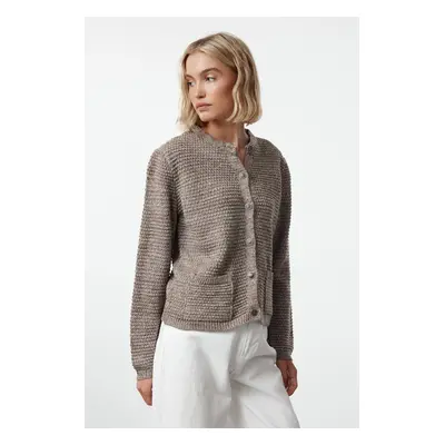 Trendyol Mink Crew Neck Knitted Cardigan