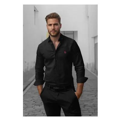 Trendyol Black Regular Fit Embroidery Detail Smart Shirt