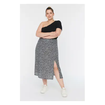 Trendyol Curve Black Slit Woven Viscose Skirt