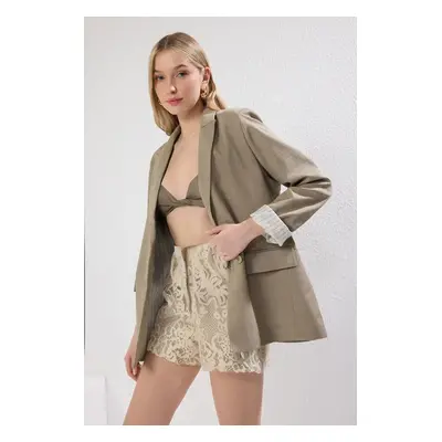 Trendyol Light Khaki Lined Detail Regular Blazer Jacket