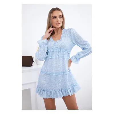 Azure dress with decorative ruffles