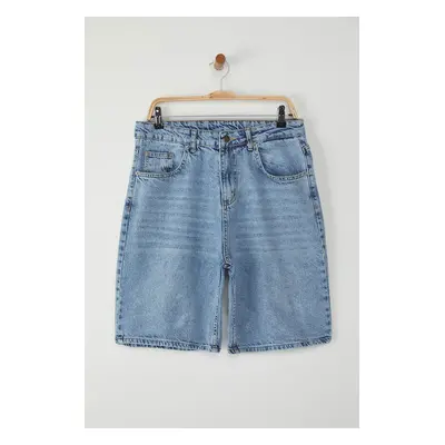 Trendyol Blue Baggy Denim Jeans Shorts