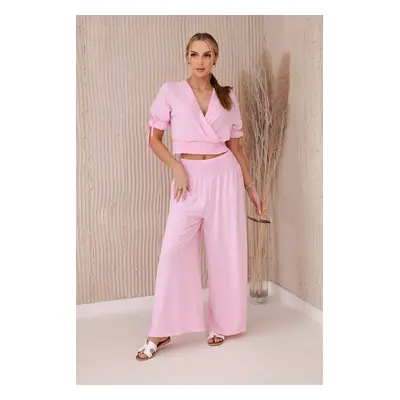 Women's set blouse + trousers - light pink