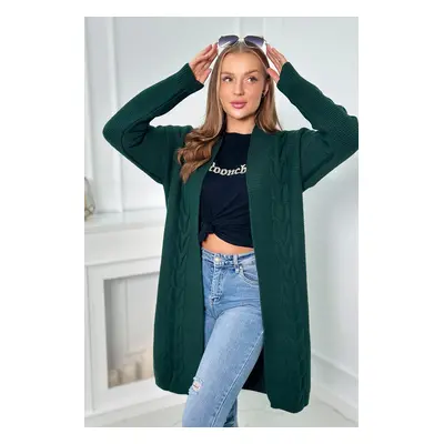 Cardigan sweater braid braid dark green