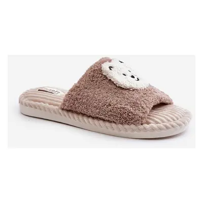 Women's slippers with a teddy bear brown lavetire