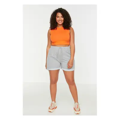 Trendyol Curve Gray Pocket Detailed Knitted Shorts & Bermuda