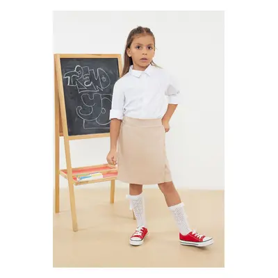 Trendyol Beige Girl Cotton Regular/Normal Pattern Knitted Shorts School Skirt