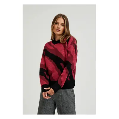 Women's sweater with geometric pattern MOODO - red