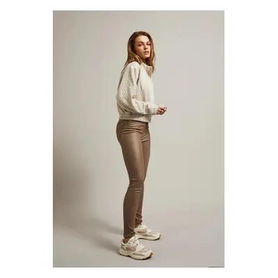 Women's waxed narrow trousers MOODO - beige