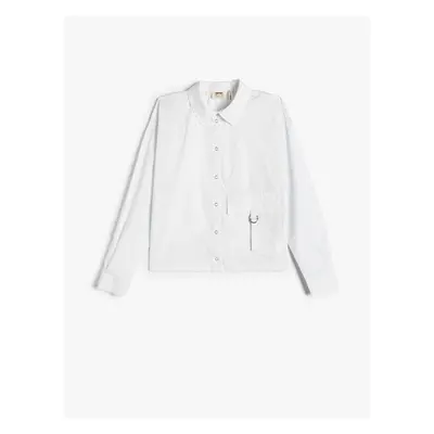 Koton Poplin Shirt Long Sleeve Pocket Detailed Snap Closure Cotton