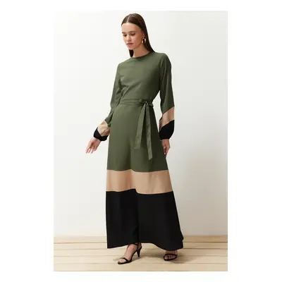 Trendyol Khaki Color Block Woven Dress