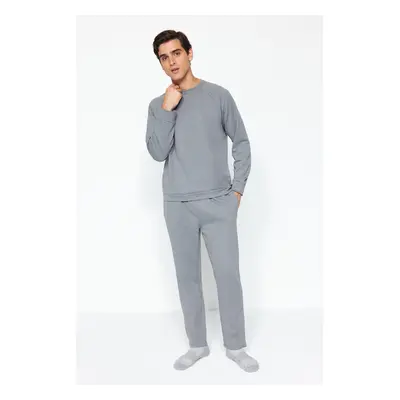 Trendyol Dark Gray Regular Fit Knitted Pajamas Set