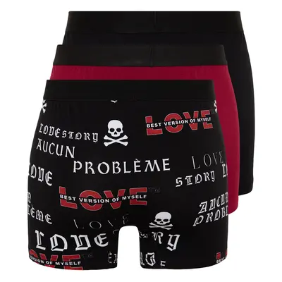 Trendyol Black 3-Pack Skull Patterned-Flat Pack Flexible Cotton Boxer