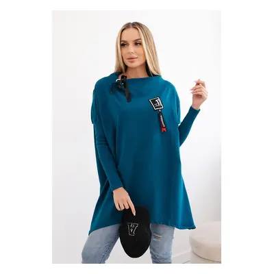 Oversize sweatshirt with asymmetrical sides marine