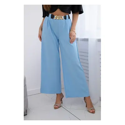 Wide-leg viscose trousers in blue