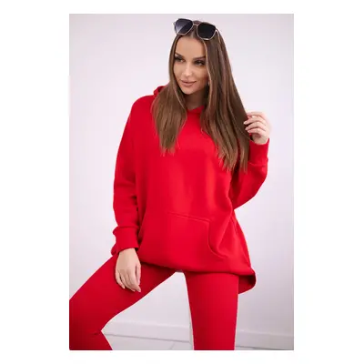 Cotton set insulated sweatshirt + leggings red