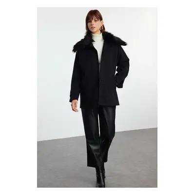 Trendyol Black Removable Für Detailed Collar Regular Midi Wool Coat