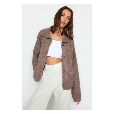 Trendyol Mink bombázó kabát Nézd meg széles szabású Boucle kötöttáru Cardigan