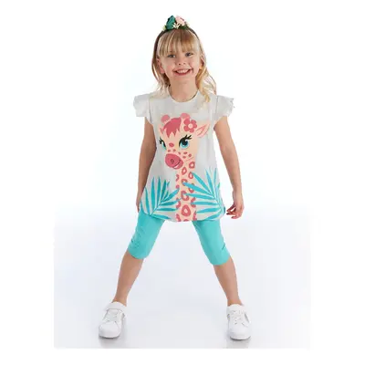 Denokids Frilly Giraffe Girl's Summer T-Shirt Tights Set