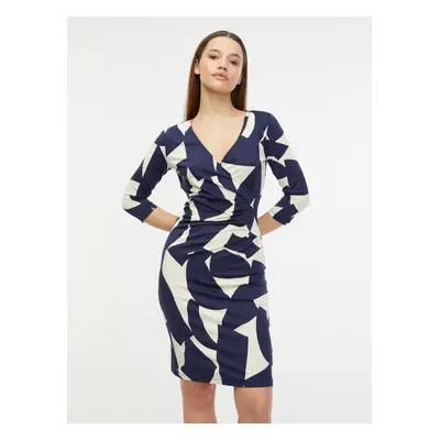 Orsay Cream-Blue Women's Patterned Sheath Dress - Women's